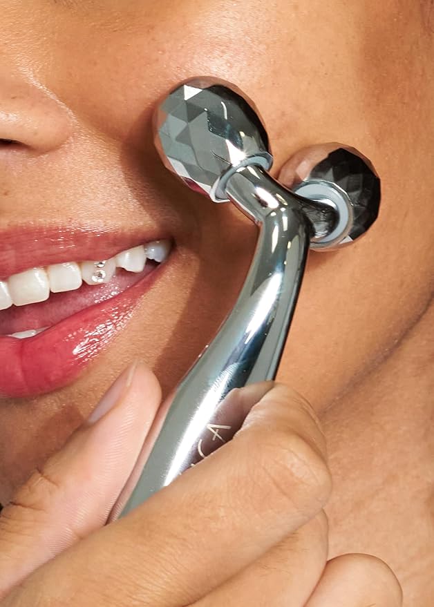 Pacifica Future Youth Stainless Steel Face Roller – Cooling Dual Gua Sha Facial Massager for Sculpting, Contouring & De-Puffing – Anti-Aging Skin Care Tool for Wrinkles & Fine Lines Lymphatic Drainage-Velvo Beauty