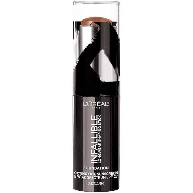 L'Oreal Paris Makeup Infallible Longwear Shaping Stick Foundation, 411 Chestnut, 1 Tube, 0.32 Ounce-Velvo Beauty