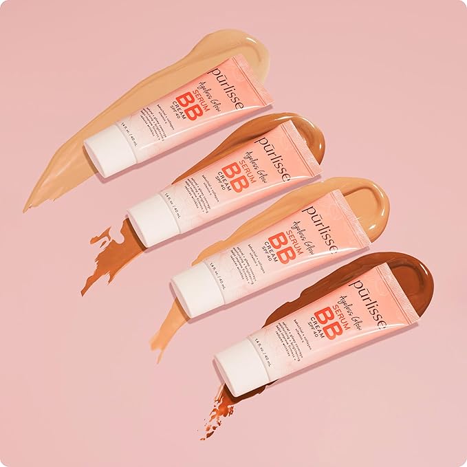 pūrlisse Ageless Glow Serum BB Cream SPF 40 - Glow BB Cream with SPF Enriched with Bakuchiol & Vitamin C to Help Improve Firmness & Reduce Wrinkles for Dewy Skin - Light Medium (1.4 oz)-Velvo Beauty