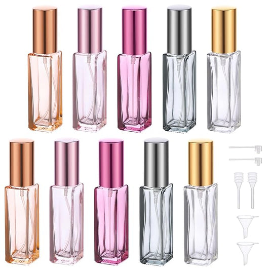Segbeauty 10ml Mini Perfume Atomizer, 10 Pack Refillable Travel Size Bottles for Cologne, Empty Organizer Dispenser With Fine Mist Sprayer, Portable Leak-proof Bottle-Velvo Beauty
