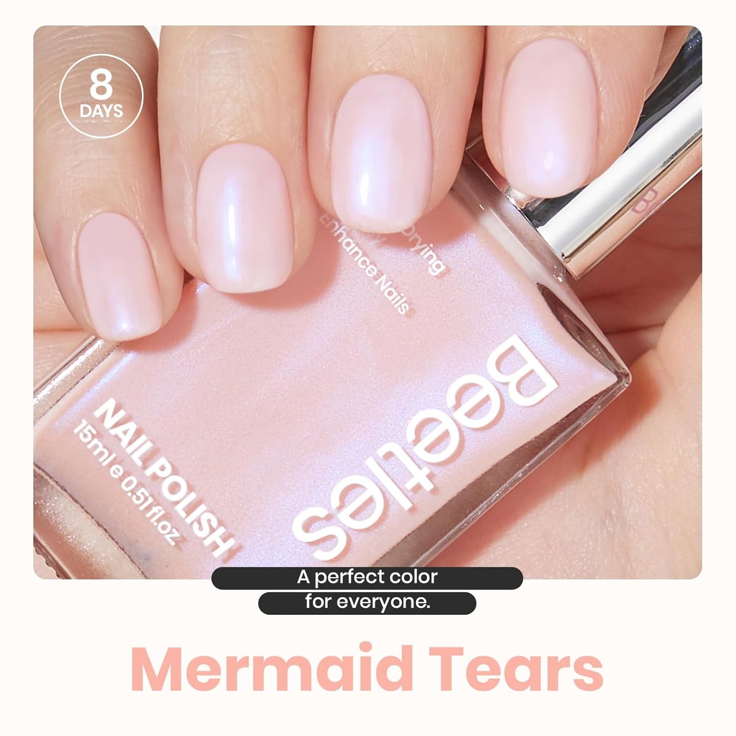 Beetles Pink Glitter Nail Polish and 2 in 1 Base & Top Coat Set, Fast Drying & Natural Nail Lacquer Strengthen Shimmer-Like Purple Mermaid Tears, No UV Lamp Needed for DIY Nail Art Gifts for Women-Velvo Beauty