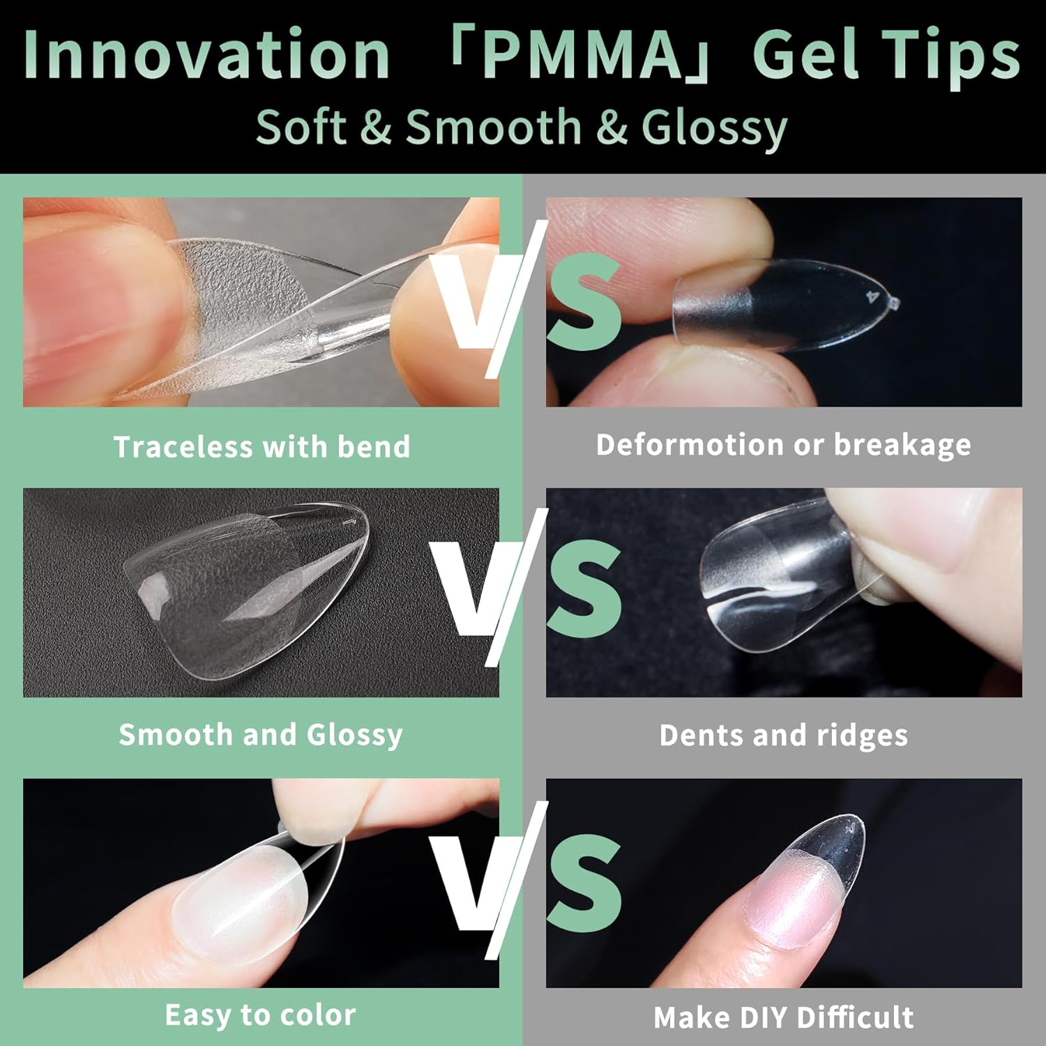 Short Round Oval Nail Tips, 216pcs Acrylic Soft Fake Nails Gel Nail Tips, Full Cover Pre-Shaped Matte Clear Press on Nails for Extension, Diy at Home Manicure 12 Sizes-Velvo Beauty