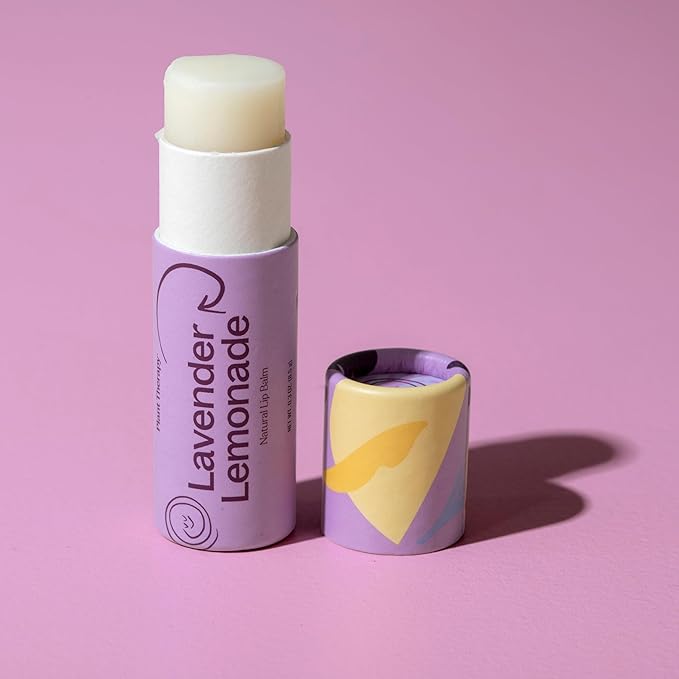 Plant Therapy Lavender Lemonade Natural Lip Balm 0.3 oz (8.5 g) Simple, Natural Ingredients & Packaged in Eco-Friendly Recyclable Cardboard-Velvo Beauty