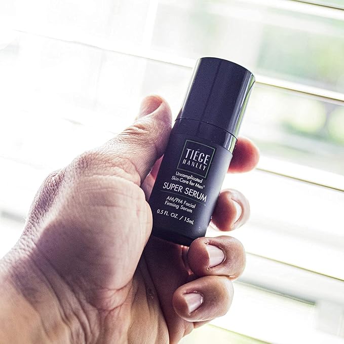 Tiege Hanley Morning and Night Facial Firming Serum (SUPER SERUM) and Eye Cream (EYES) for Men | Anti-Aging Pack | Sodium Hyaluronate and Retinyl Palmitate for Tighter, Smoother Skin | Caffeine to Fight Dark Circles | 0.5 ounces each-Velvo Beauty