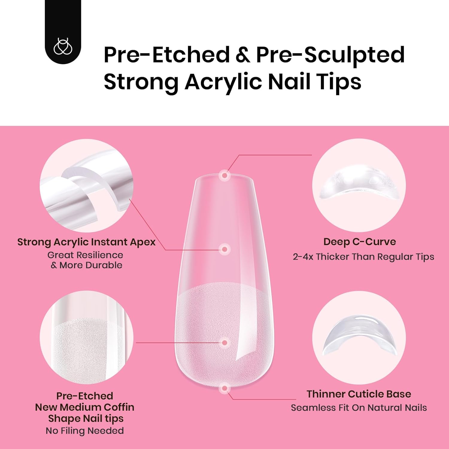 Beetles Tipex Gel Nail Kit with 224Pcs 16Sizes Medium Coffin Apex Nail Tips C Curved , Pre-building Acrylic Nails with Tipex Nail Glue，Mini Nail Lamp, Nail File for DIY Nails or Salon Use-Velvo Beauty