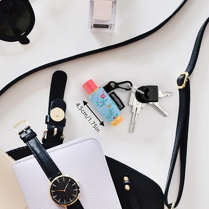 6 Pack Compact Clip-On Chapstick Holder Premium Release Clip Neoprene Sleeve Lip Balm with Clip Fits Most Standard Lip Balm, Large-Velvo Beauty