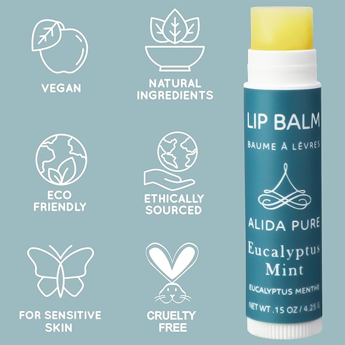 ALIDA PURE Duet Lip Balm Collection, Vegan, Lip Balm Set, Coconut Oil Free, Avocado Oil, Organic Jojoba Oil, Vitamin E Oil, Vegan, Lip Oil Set for Dry Cracked Lips, 5 Tubes of Lip Balm per Set-Velvo Beauty