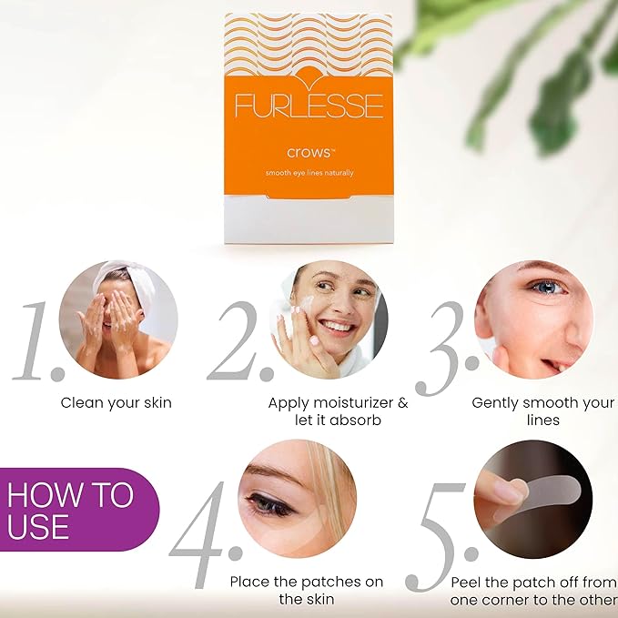 Furlesse Crows Wrinkle Patches, Overnight Eye Patches for Wrinkles and Crow’s Feet Lines, Non-invasive Anti-Wrinkle Patches, Anti-aging Skincare, 60 Patches, 30-Day Use-Velvo Beauty