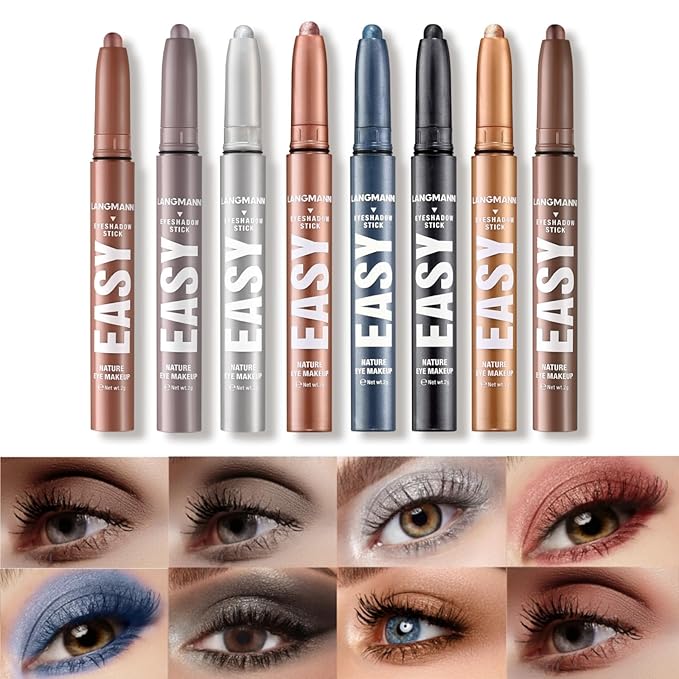 Jolilab Eyeshadow Stick Set, 8 Colors Matte Professional Bright-Colored Contouring and Highlight Eyeshadow Stick, Cream Waterproof Long Lasting High Pigmented Eye Shadow. (8, Set F)-Velvo Beauty