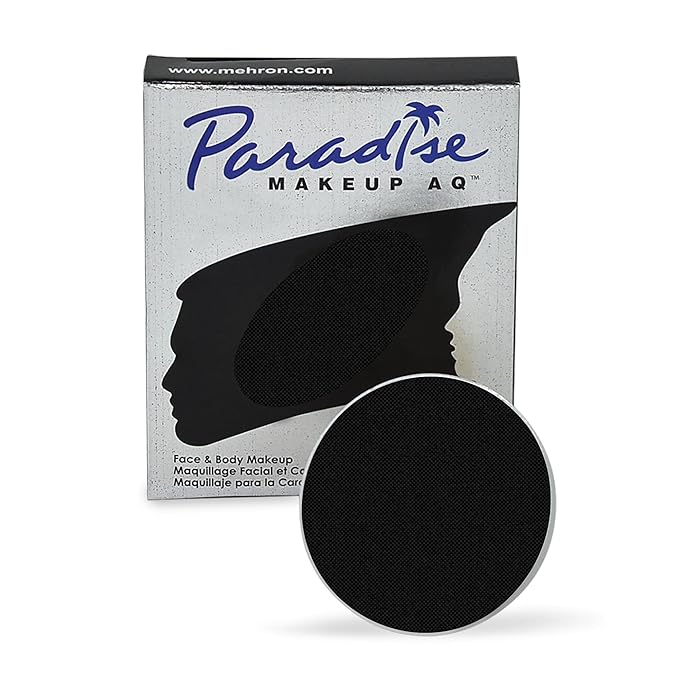 Mehron Makeup Paradise Makeup AQ Refill Size | Stage & Screen, Face & Body Painting, Beauty, Cosplay, and Halloween | Water Activated Face Paint, Body Paint, Cosplay Makeup .25 oz (7 ml) (BLACK)-Velvo Beauty