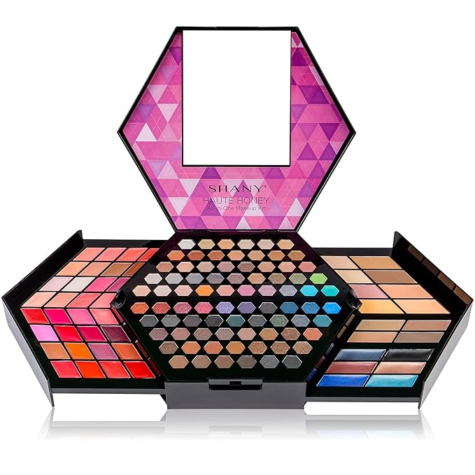 SHANY Haute Honey Makeup Set - All-in-One Makeup Kit with 80 Eyeshadows, 32 Lip Colors, 6 Gel Eyeliners, 4 Face Powders, 4 Blushes, and 4 Eyebrow Powders-Velvo Beauty