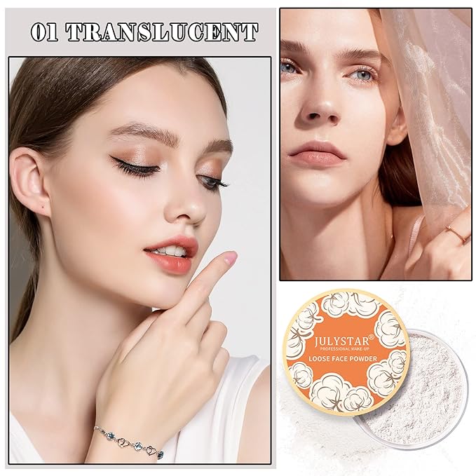 Setting Powder Loose Face Powder Matte Soft Smooth Oil Control Long Lasting Loose Setting Powder Makeup For Natural Flawless #01 Translucent-Velvo Beauty