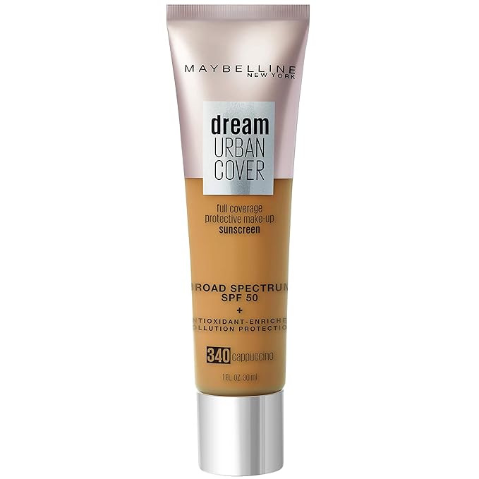 Maybelline Dream Urban Cover Flawless Coverage Foundation Makeup, SPF 50, Cappuccino-Velvo Beauty