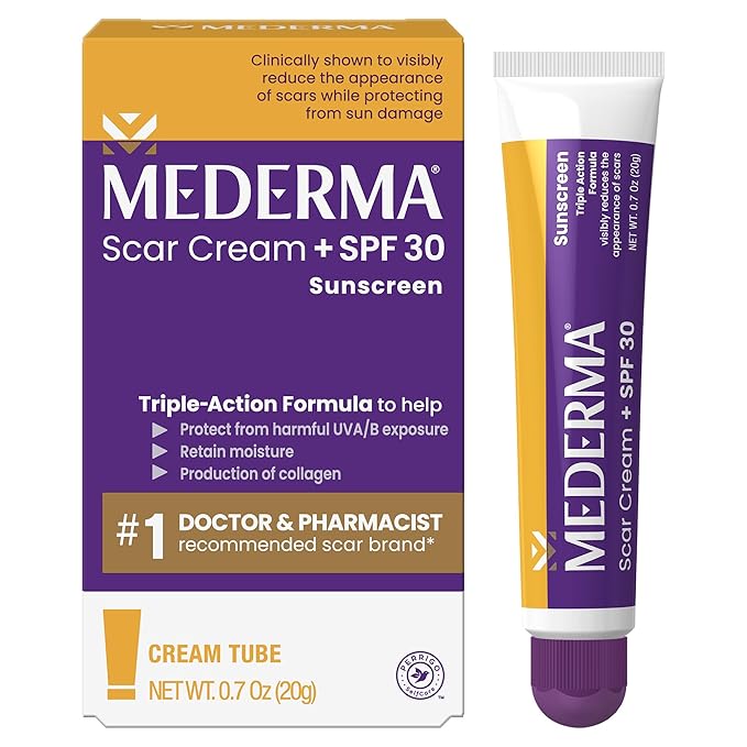 Mederma Scar Cream Plus SPF 30 - Advanced Scar Treatment, Protects from Sun Damage, Reduces Appearance of Scars from Acne, Burns, Surgery & Injury, 0.7 oz-Velvo Beauty