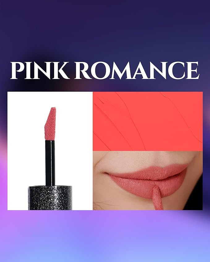 HEVVYMAKEUP Ultra Stay-On Lip Coloring Tint - Vibrant Matte Finish Lip Tint - Long Lasting Airy Weightless Lips with Perfect Fixing - Korean Lip Makeup, Pink Romance, 0.11oz.-Velvo Beauty