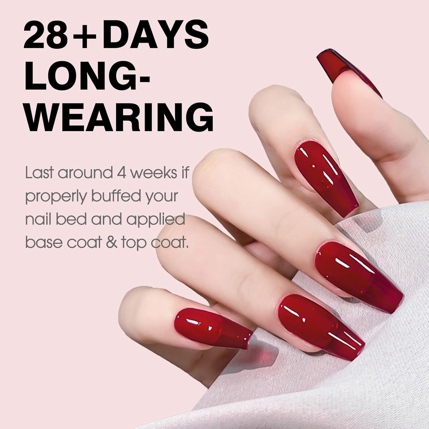 CANNI Jelly Red Gel Polish – 0.3oz Translucent Deep Dark Red Sheer Wine Color, High Gloss UV/LED Soak-Off Gel Nail Polish for DIY Manicure, Salon Quality For Girls & Women-Velvo Beauty