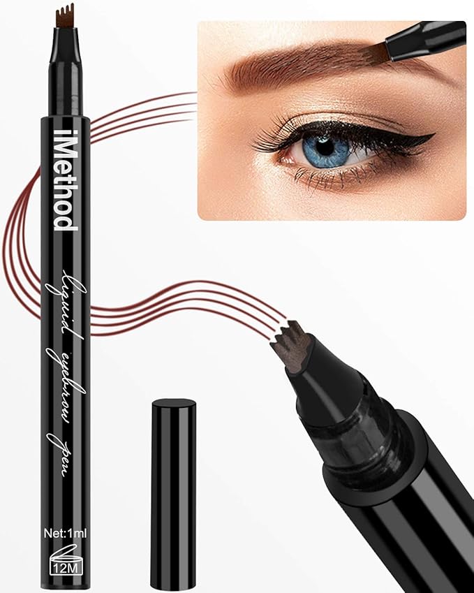 iMethod Eyebrow Pen - iMethod Eyebrow Pencil with a Micro-Fork Tip Applicator Creates Natural Looking Brows Effortlessly and Stays on All Day, Reddish Brown-Velvo Beauty