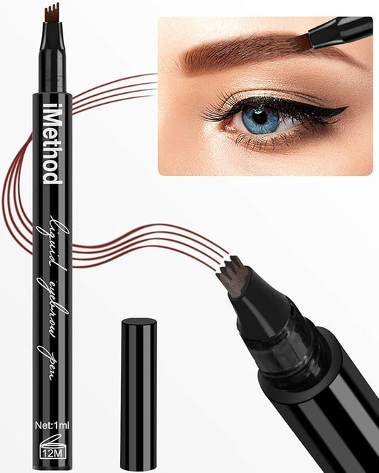 iMethod Eyebrow Pen - iMethod Eyebrow Pencil with a Micro-Fork Tip Applicator Creates Natural Looking Brows Effortlessly and Stays on All Day, Reddish Brown-Velvo Beauty