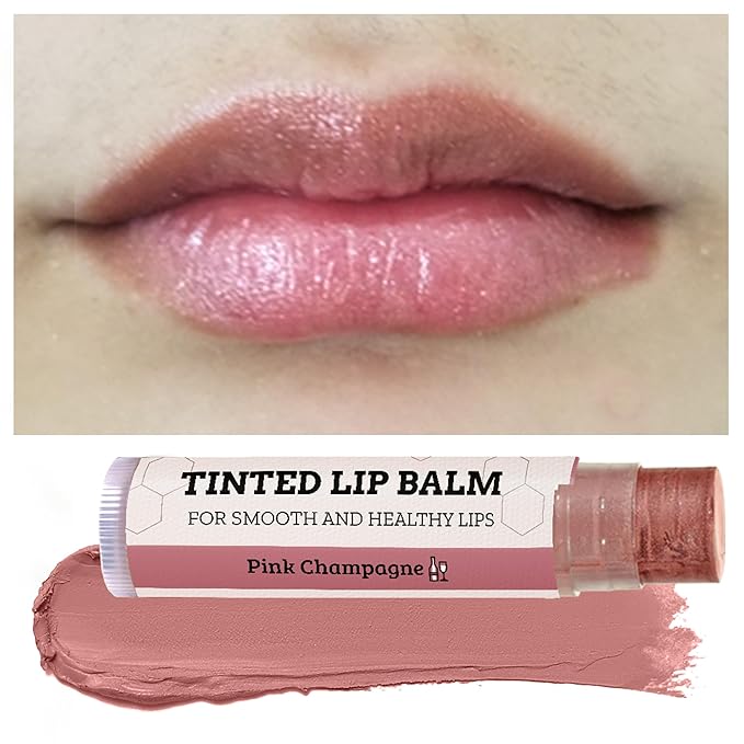 Tinted Lip Balm by Earth’s Daughter – 4 Pack of Pink Champagne Color – Beeswax, Coconut Oil, Cocoa Butter, Vitamin E – Moisturize and Beautify – Paraben Free-Velvo Beauty