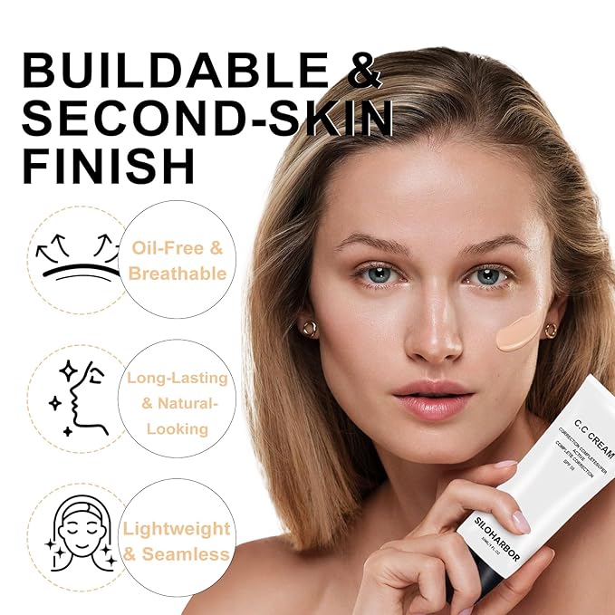 CC Cream, CC Cream Self Adjusting for Mature Skin, Color Corrector & Lightweight, Satin Skin, Suitable for All Skin Types, 1 Fl Oz (Natural)-Velvo Beauty