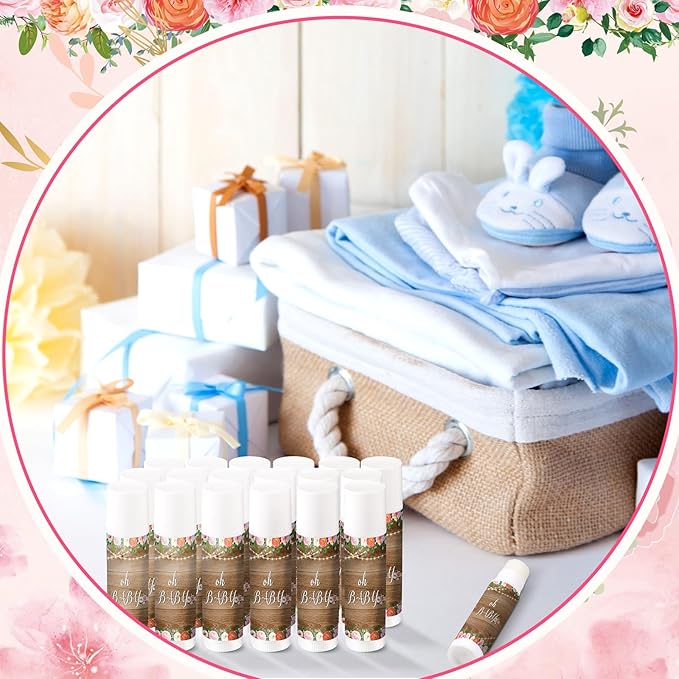 40 Pieces Lip Balm Bulk Baby Shower Jasmine Lip Balm Favors Floral Moisturizing Lip Balm for Women Children Men Girl kids Gender Reveal Favors Gift Baskets (Floral)-Velvo Beauty