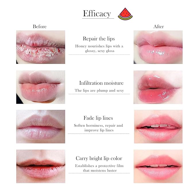 1PCS Lip Balm Honey Lip Balm, Honey Pot Lip Balm Sleeping Lip Mask with Brush, Hydrating & Prevention Dry and Cracked, Lip Scrubs Exfoliator & Moisturizer-Velvo Beauty