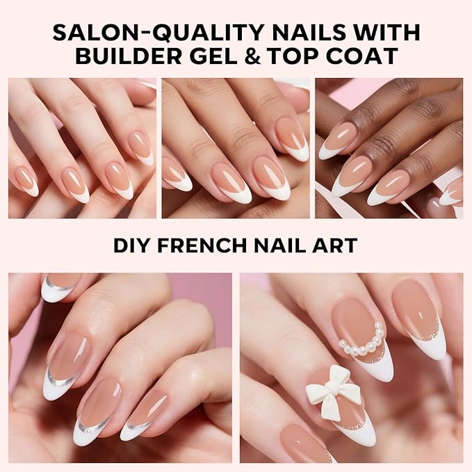 modelones French Tip Press on Nails, 150Pcs M-Almond Fake Nails with Nail Box, Deep Nude Gel Nail Tips for Women, Soft Glue-On Nails for Natural Salon Look, DIY Nail Art Kit (15 Sizes)-Velvo Beauty