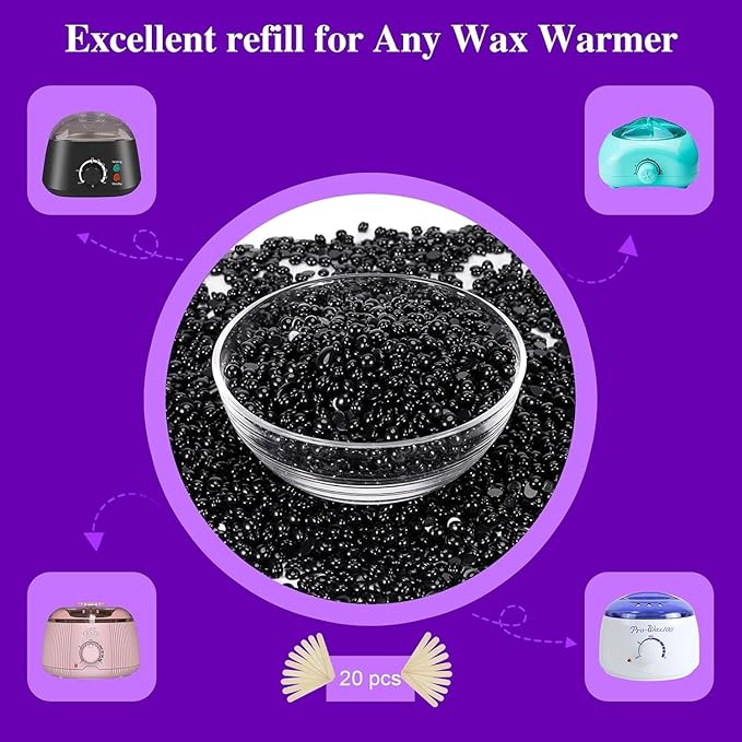 Wax Beads, 3.3lb Hard Wax Beads Bulk for Hair Removal, Face Brazilian for Bikini, Leg, Underarm, Wax Beans At Home Waxing Kit (Black)-Velvo Beauty