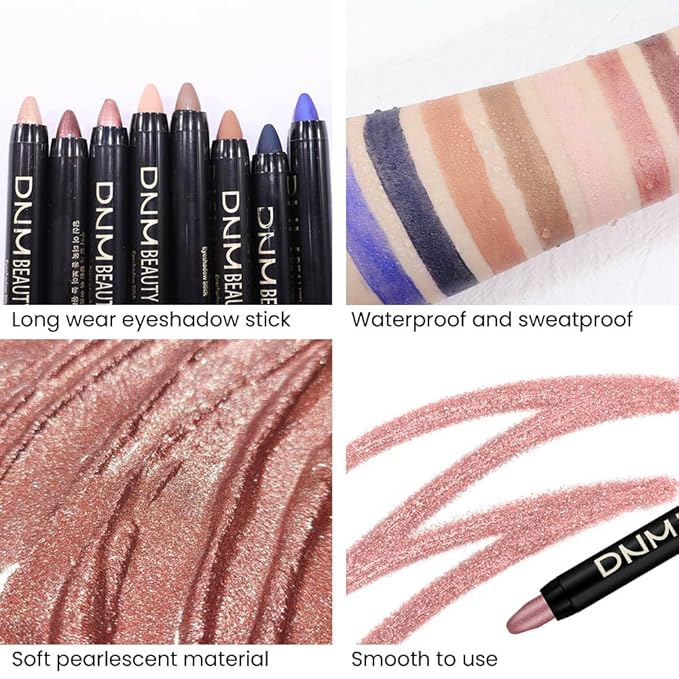 Kaely 8Pcs Cream Eyeshadow Stick Set, Sand Orchid Rose Desert Ginger Caramel Midnight Blue Blue, Matte Shimmer Eyeliner Pencil Eye Shadow Sticks Palette Makeup for Older Women, sombras para ojos 04-Velvo Beauty