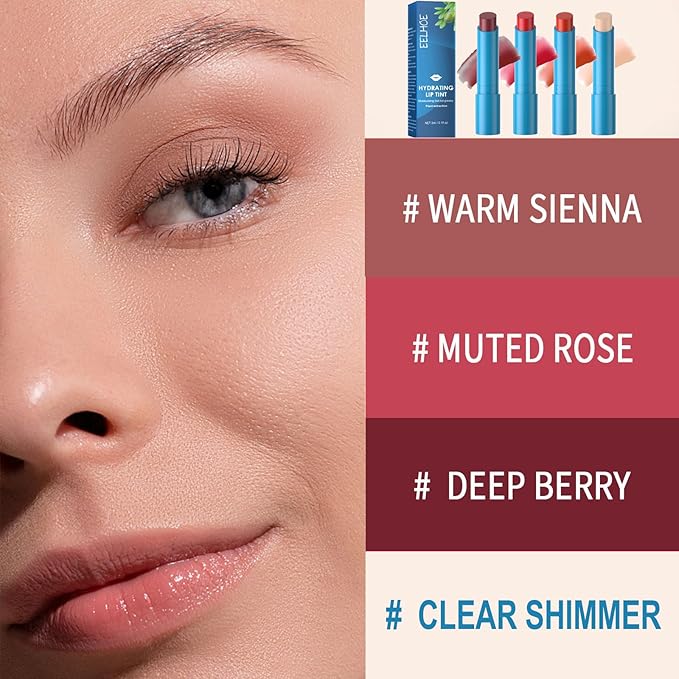 4Pcs Lip Tint Hydrating, Moisturizing Effect Tinted Lip Balm Repair Dry Lips Hydrating Strength Hydrating Lip Tint Lip Care Lip Gloss, Long-Lasting Non-sticky Natural Ingredients Lip Tint-Velvo Beauty