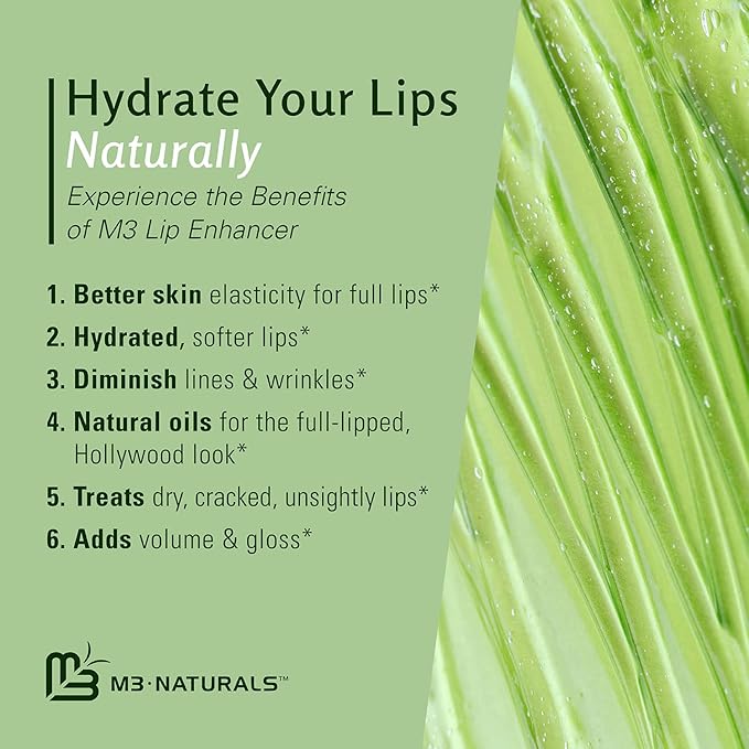 Collagen Lip Plumper Clinically Proven Natural Lip Enhancer for Fuller Softer Lips Increased Elasticity Reduce Fine Lines Hydrating Plump Gloss Lipstick Primer by M3 Naturals-Velvo Beauty