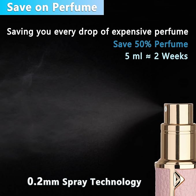 Refillable Travel Perfume Atomizer Bottle - 5ml Luxury Pocket Perfume Dispenser Pump, Travel Perfume Atomiser, Cologne Dispenser, Portable Size Sprayer Bottle for Traveling (Pink)-Velvo Beauty