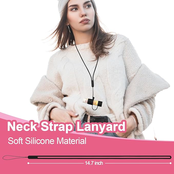 Desing Wish Silicone Lip Balm Holder with Cap Cover Portable Chapstick Holder Keychain Sleeve Lip Balm Key Chain with Key Ring and Neck Strap Lanyard - Black-Velvo Beauty