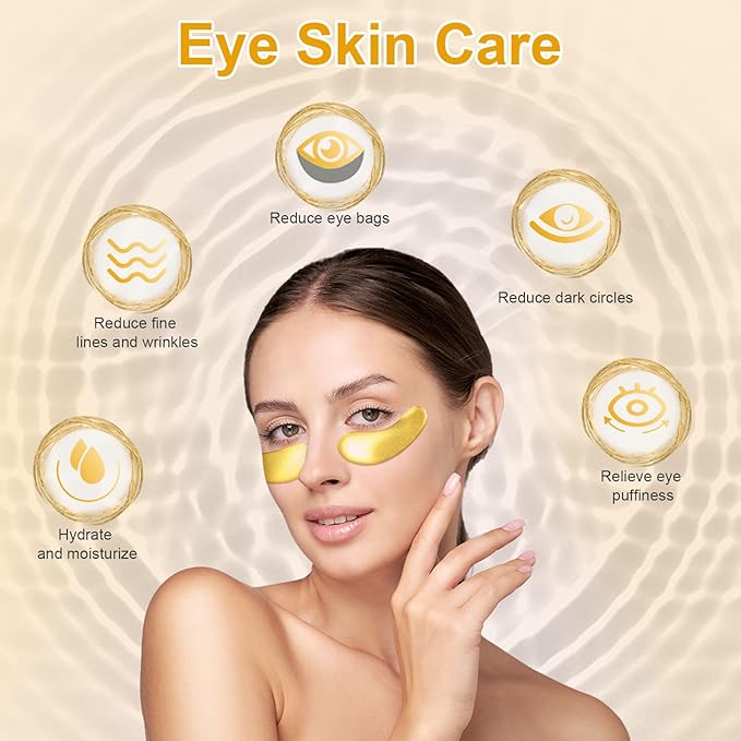 Under Eye Patches, 20pcs Eye Masks for Dark Circles and Puffiness Wrinkles with Collagen Hydrating 24k Gold Eye Patches for Eye Bags Around The Eyes Skincare Treatment-Velvo Beauty