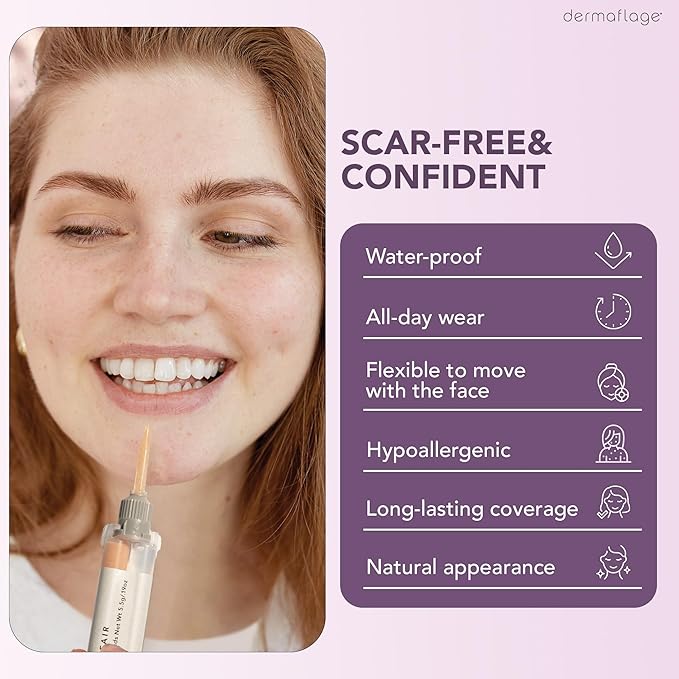 Dermaflage Scar Filler Kit - Medium - Deep Scar Cover and Waterproof Concealer for Acne Scars Wrinkles, and Ice Pick Scars Makeup, 1 mo supply-Velvo Beauty