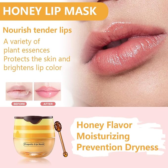 Honey Lip Balm, Vitamin E Nourishing Moisturizing Sleeping Lip Mask Hydrating & Prevention Dry And Cracked Lip (Honey)-Velvo Beauty