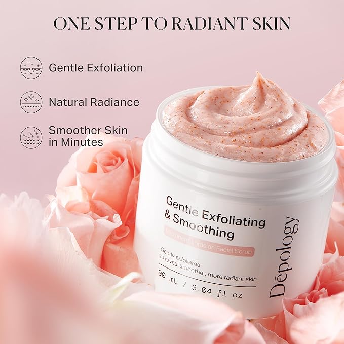 depology Microdermabrasion Facial Scrub – Exfoliator Face Polish with Walnut Shell, Jojoba & Botanical Oils for Radiant, Smooth Skin – Face Exfoliator Gentle Pore Refining for Dull or Uneven Texture-Velvo Beauty