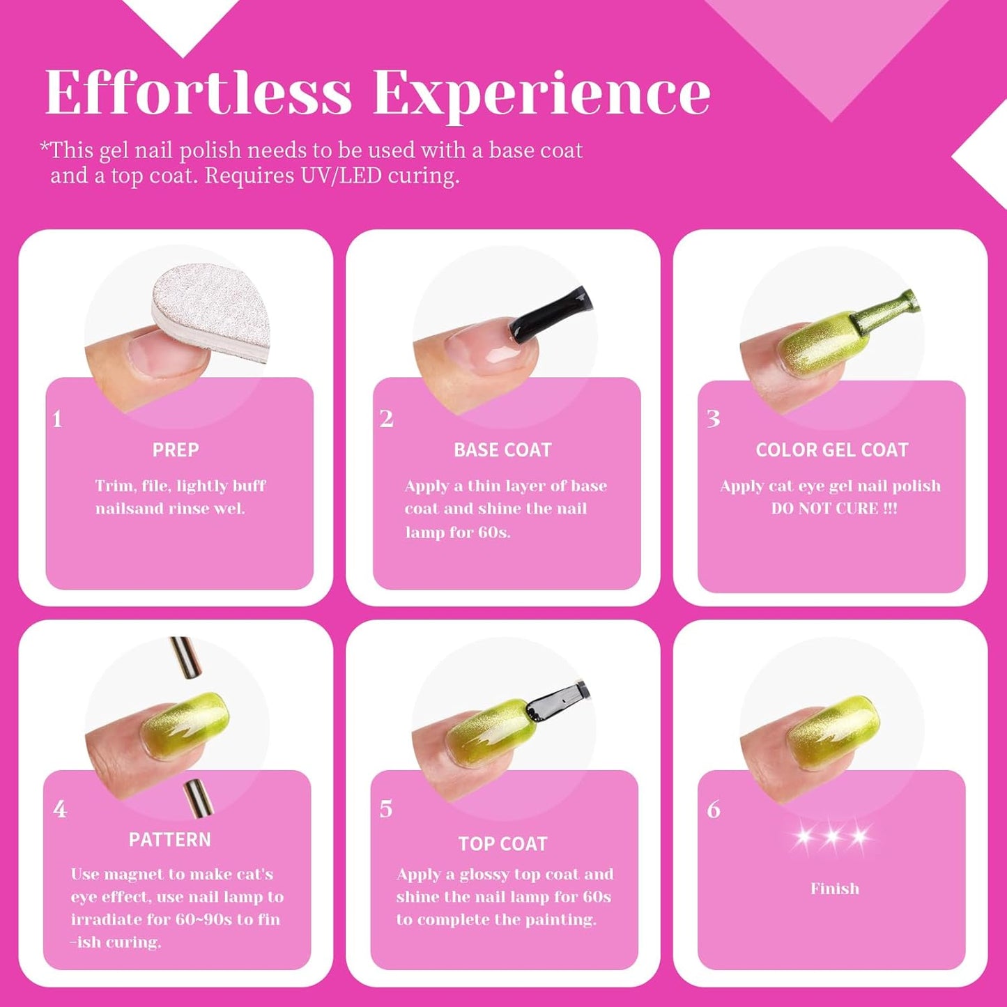 Pink Cat Eye Gel Nail Polish,Iridescent Quicksand Galaxy Holographic Pink Cateye Gel Polish with Magnet, fuchsia Gel Shimmer Velvet Soak Off Uv Led Home Diy Manicure - GP0105-Velvo Beauty