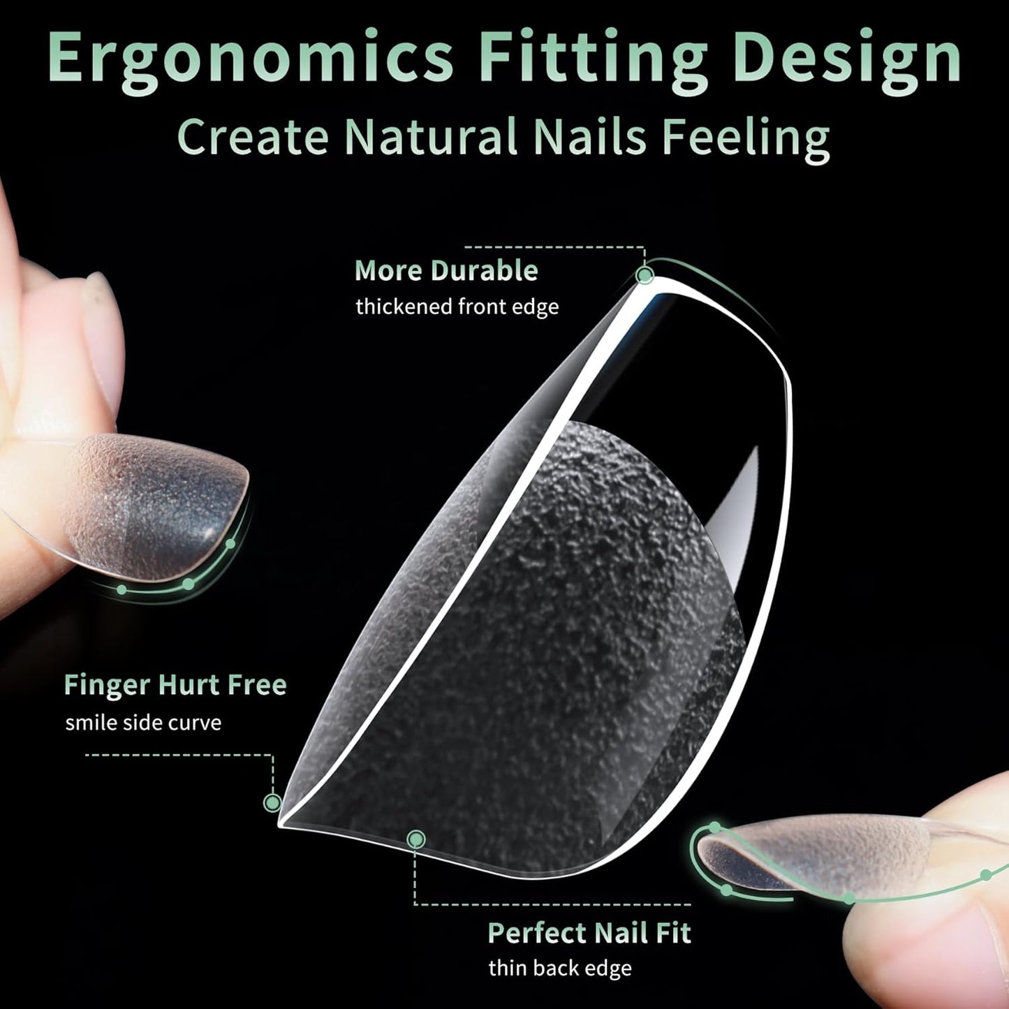 Medium Coffin Nail Tips, 216pcs Acrylic Ballerina Soft Fake Nails Gel Nail Tips, Full Cover Pre-Shaped Matte Clear Press on Nails for Extension, Diy at Home Manicure 12 Sizes-Velvo Beauty