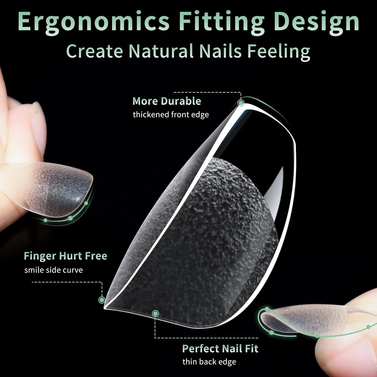 Medium Coffin Nail Tips, 216pcs Acrylic Ballerina Soft Fake Nails Gel Nail Tips, Full Cover Pre-Shaped Matte Clear Press on Nails for Extension, Diy at Home Manicure 12 Sizes-Velvo Beauty