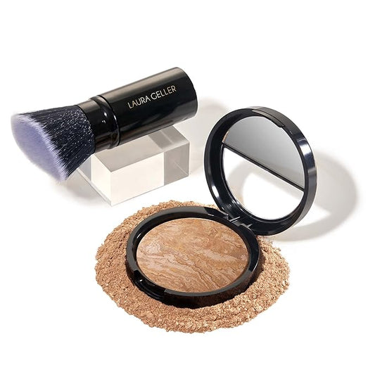 LAURA GELLER NEW YORK Baked Balance-n-Brighten Foundation with Kabuki Brush Makeup Set, Medium-Velvo Beauty