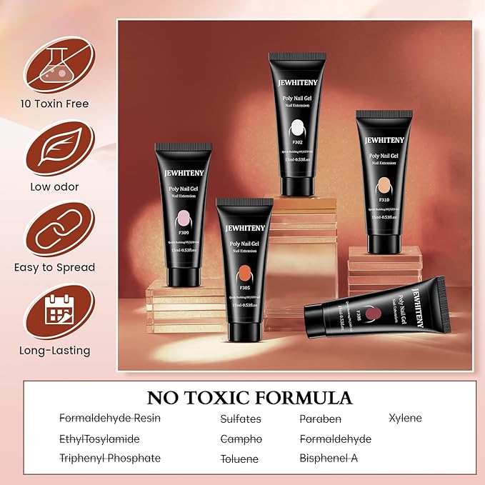 JEWHITENY 14 pcs Poly Gel Nail Extension Kit With Drill Machine U V Nail Light ALL In One Polygel Starter Kit-Velvo Beauty