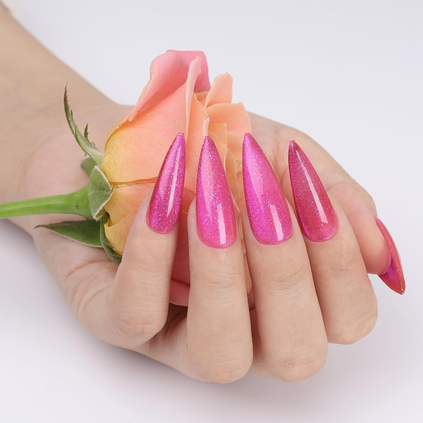 Pink Cat Eye Gel Nail Polish,Iridescent Quicksand Galaxy Holographic Pink Cateye Gel Polish with Magnet, fuchsia Gel Shimmer Velvet Soak Off Uv Led Home Diy Manicure - GP0105-Velvo Beauty