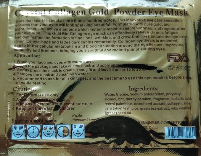 50 Pairs 24K Gold Eye Mask Powder Crystal Gel Collagen Natural Eye Pads For Anti-Aging & Moisturizing Reducing Dark Circles, Puffiness, Wrinkles-Velvo Beauty