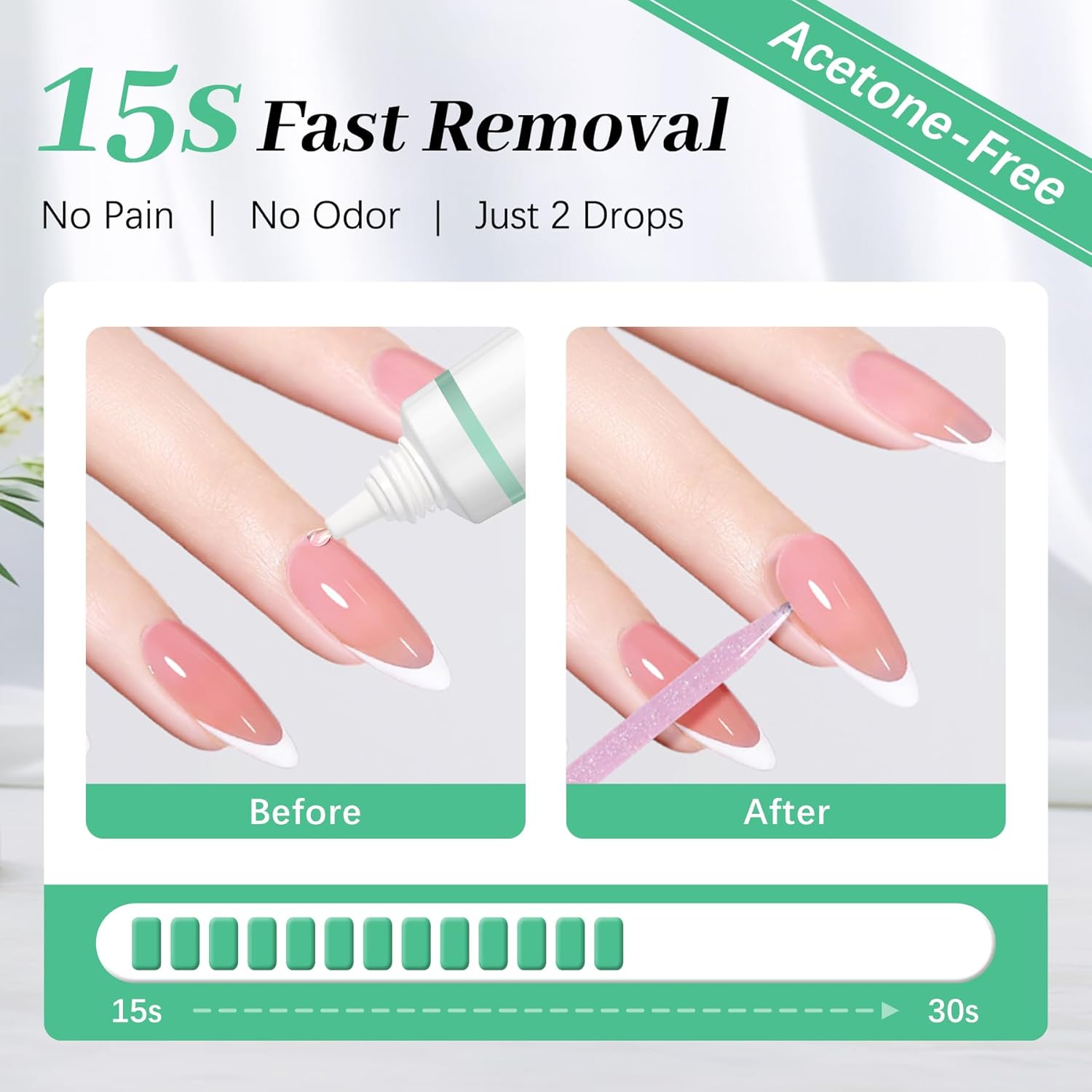 Nail Glue & Nail Glue Remover for Press On Nails, 10g Semi Sold Glue No Curing Needed, 10ml Gentle Quick Remove Not for Gel Polish Base Coat, Upgraded Long Lasting 28+ Days Fake Acrylic Tips-Velvo Beauty