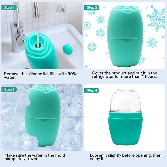 LATME Ice Cube Roller for Face Eyes,Reusable Silicone Ice Mold,Womens Gifts,Face Massager Roller Puffiness Migraine Pain Relief and Minor Injury-Velvo Beauty