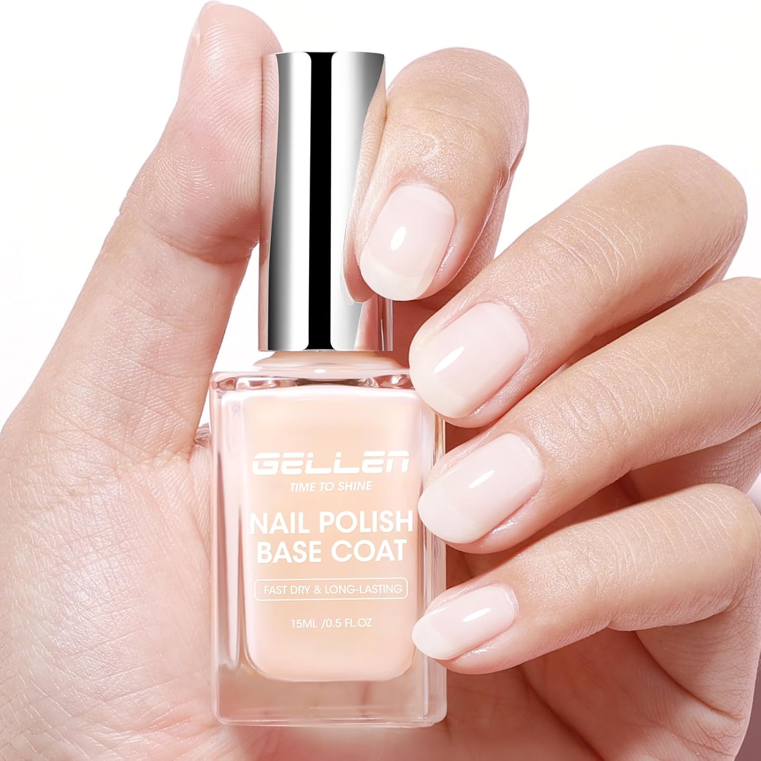 GELLEN 4‑in‑1 Clear Nail Polish Base Coat Sheer Tinted Cream Milky, Ridge Filler For Nails, Nail Strengthener Concealer, Calcium Formula Smoothes Strengthens Nails, Enhances Natural Look, HEMA Free-Velvo Beauty