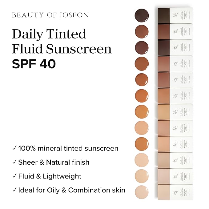 Beauty of Joseon Daily Tinted Fluid Sunscreen 12 Shades for Face Moisturizing Broad Spectrum SPF 40 Korean Skincare 50ml, 1.69 fl.oz #LN110-Velvo Beauty