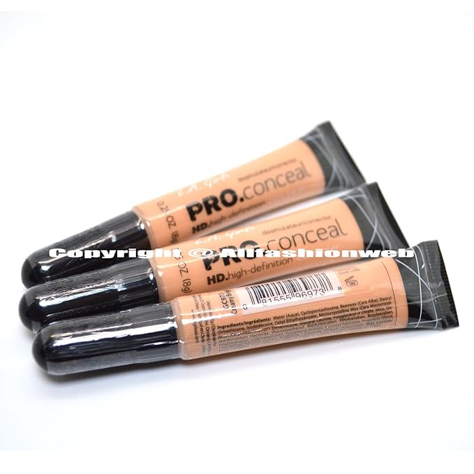 LA Girl Pro Concealer 3 x GC973 Creamy Beige HD. High Definition Liquid Concealer + FREE EARRING-Velvo Beauty