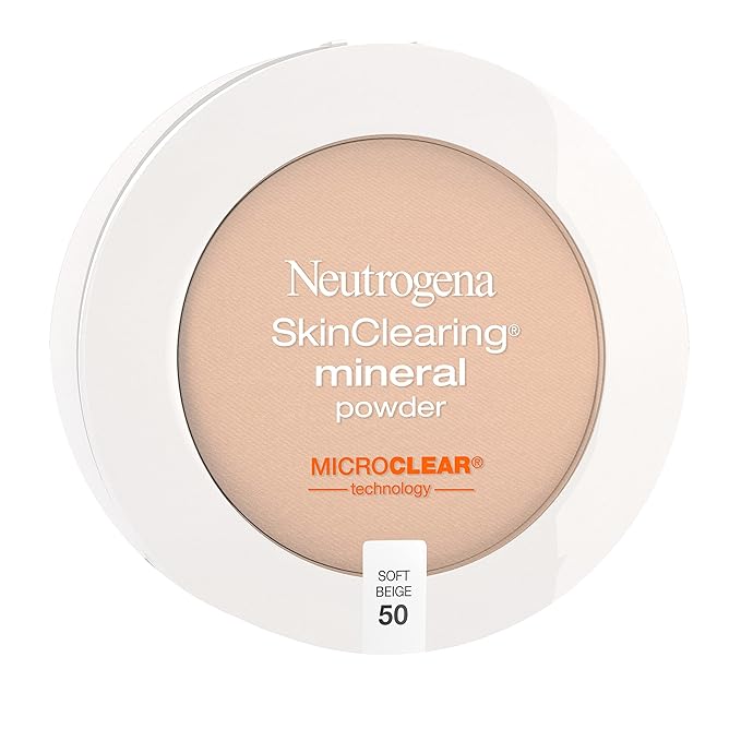 Neutrogena SkinClearing Mineral Acne-Concealing Pressed Powder Compact, Shine-Free & Oil-Absorbing Makeup with Salicylic Acid to Cover, Treat & Prevent Breakouts, Soft Beige 50,.38 oz-Velvo Beauty